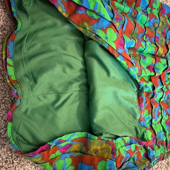 NWT! Zara Green Blue Floral Multicolored Draped Front Top Slit  Mini Dress XL - Picture 5 of 13